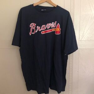 Majestic Blue and Red Braves Jersey Shirt